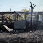 Los restos de un autobús tras un ataque con misiles rusos en la ciudad de Kramatorsk, en el este de Ucrania, el 8 de octubre de 2026.