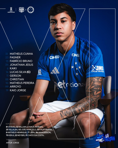 Los 11 de Cruzeiro para enfrentar a Barcelona SC.