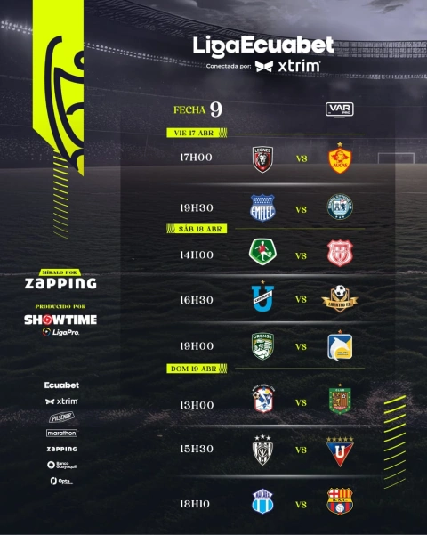 Cronograma de la Fecha 9 de LigaPro.