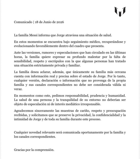 El comunicado de los Messi, dijo todo lo que pasa.