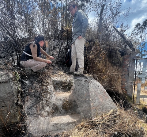 Se encontró una sección de graderío tallada directamente en la roca.