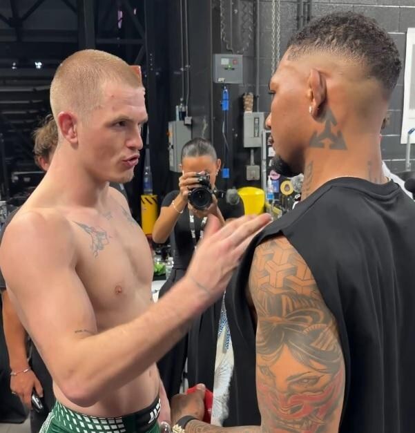 Michael Morales and Ian Machado Garry backstage at UFC 330